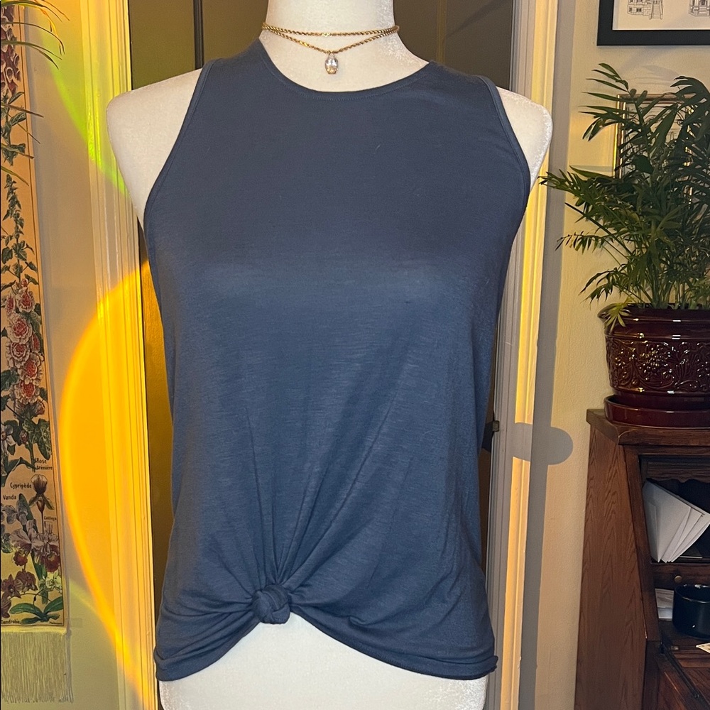 JoyLab Navy Blue Knot-Front Tank